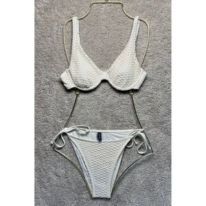 Splendid Cream Crochet Bikini Swimsuit Set Underwire Women's BOHO Chic Small